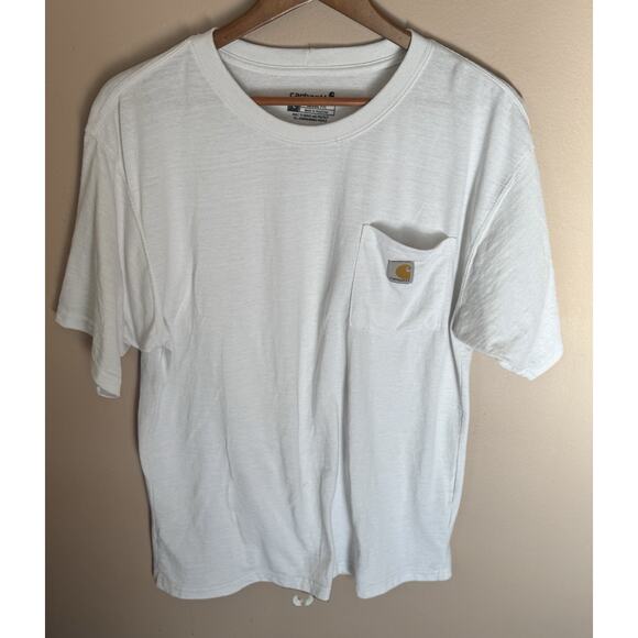 Carhartt Loose Fit White Short Sleeve Pocket Tee Crew Neck T-Shirt Men's Size L - Picture 1 of 4